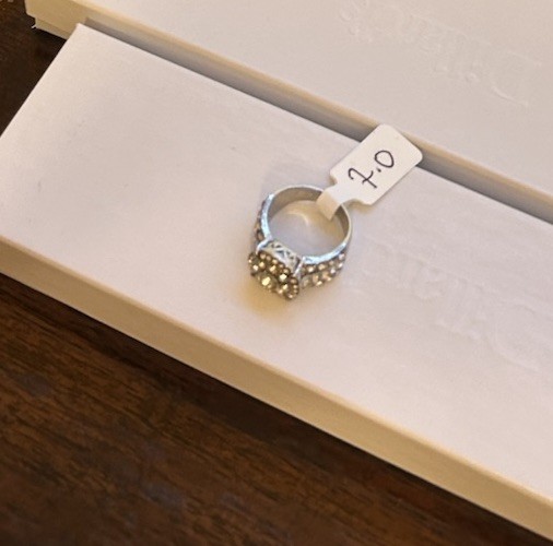 Size 7 Silver Tone Round CZ Diamond Ring No Mark