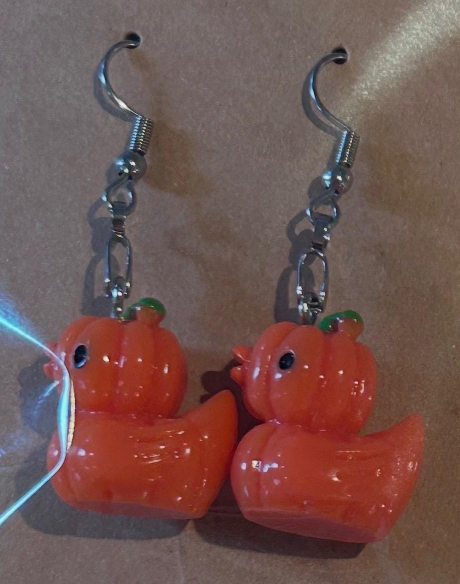 Vegetable Duck Earrings Set – 8 Pairs of Cute-Veggie Duck Earrings, Pumpkin,