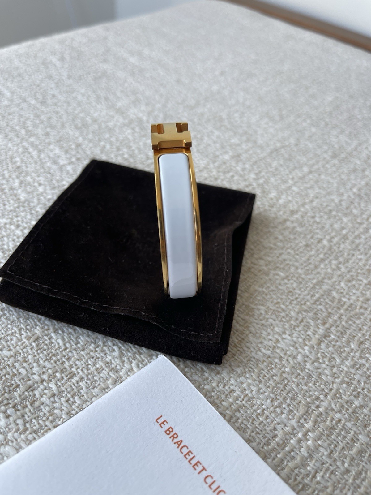 Hermes Clic H Bracelet White & Gold GM Authentic