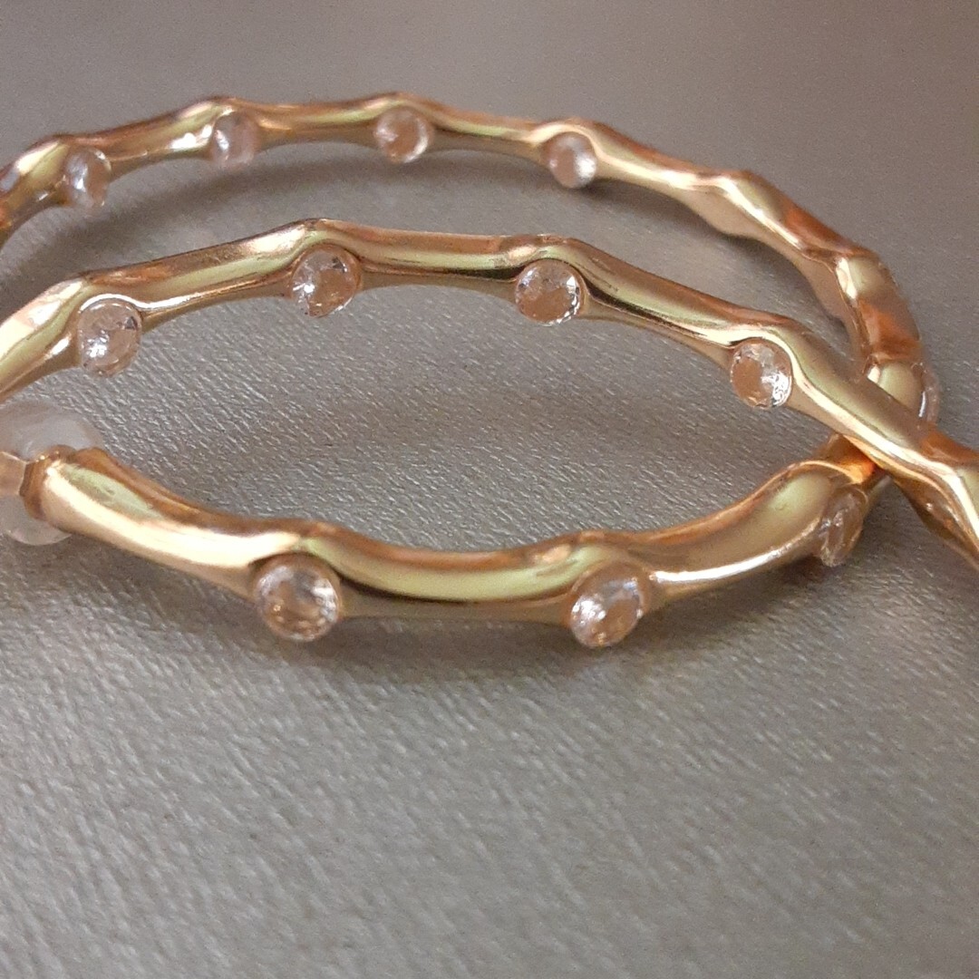 Jennifer Miller Gold Tone 925 Sterling Silver & Cubic Zirconia Hoop Earrings
