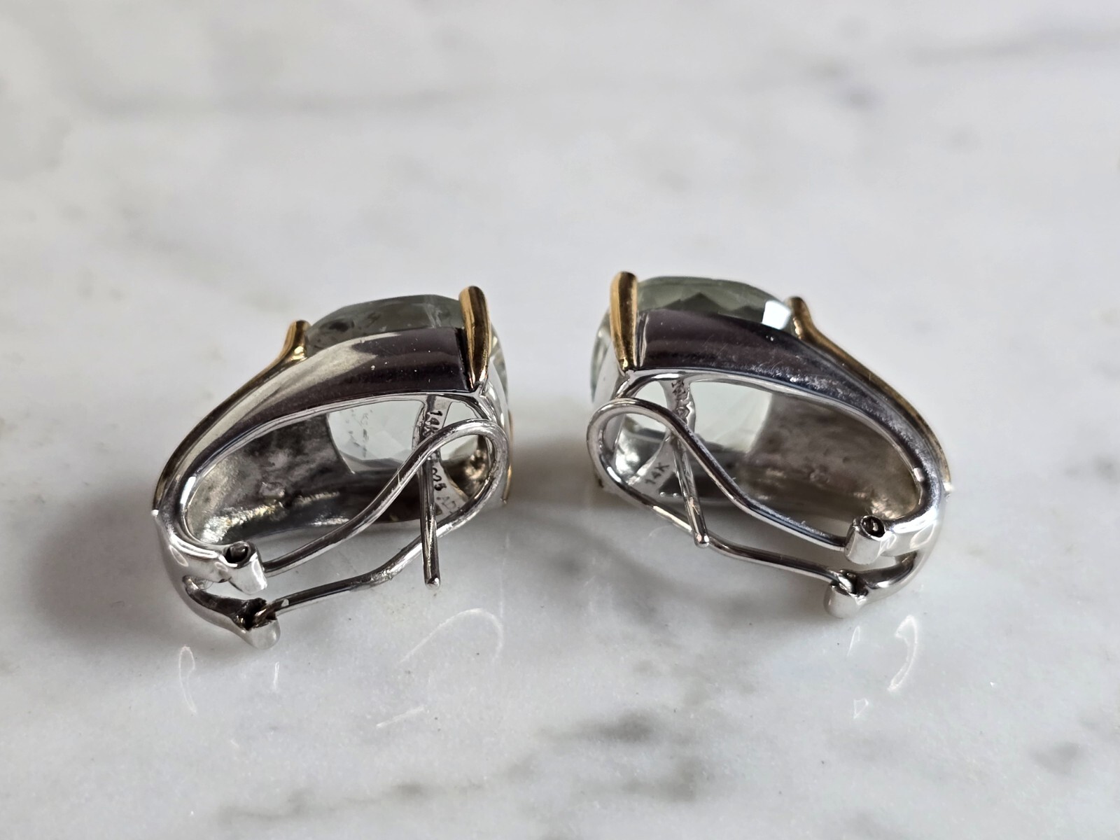 Womens Vintage Estate Sterling Silver & 14k Gold CZ Earrings 12.0g #E7878