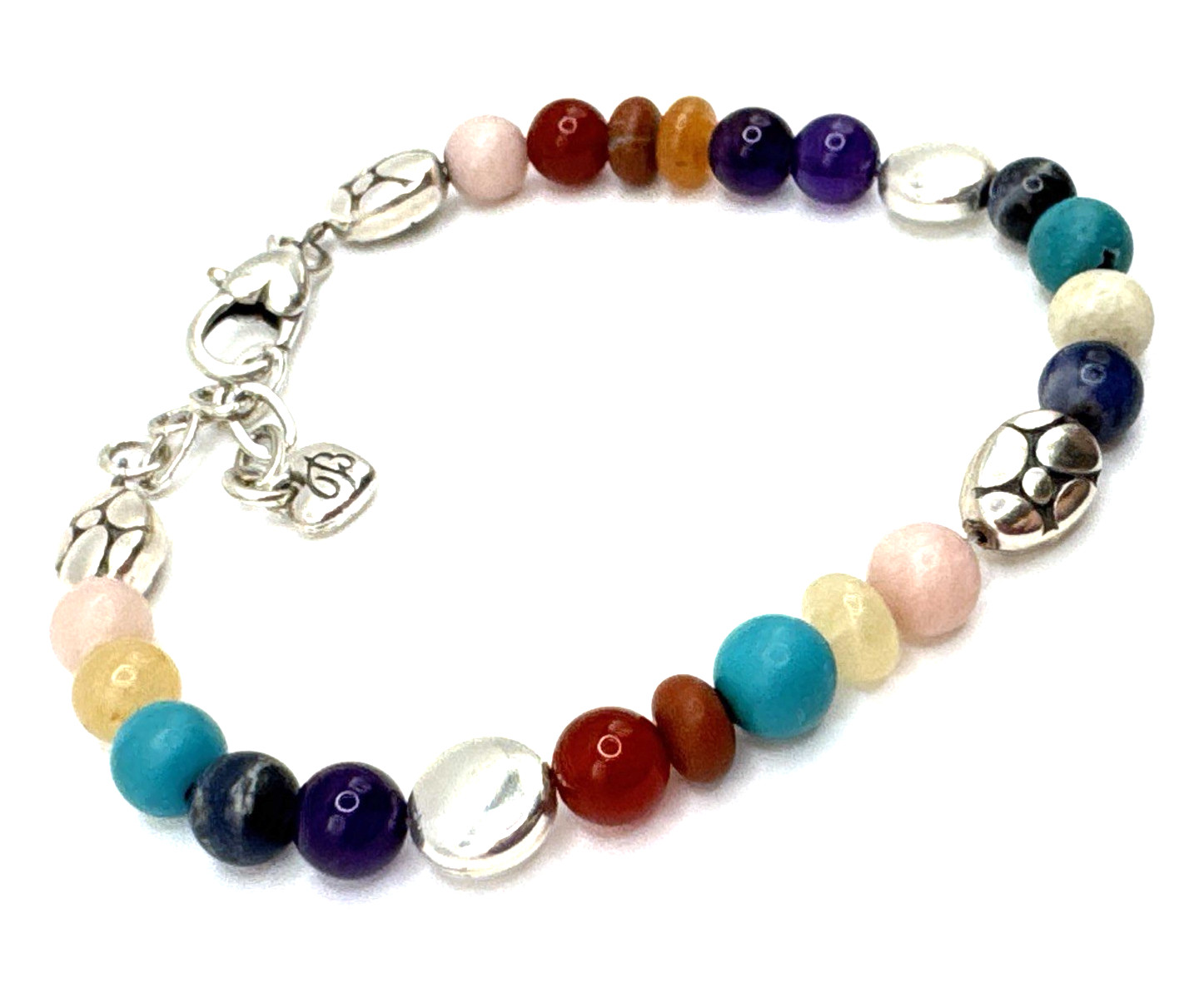 Brighton Contempo Splash Colorful Multi Beads Silver Bracelet 7.5-8.5 Inches