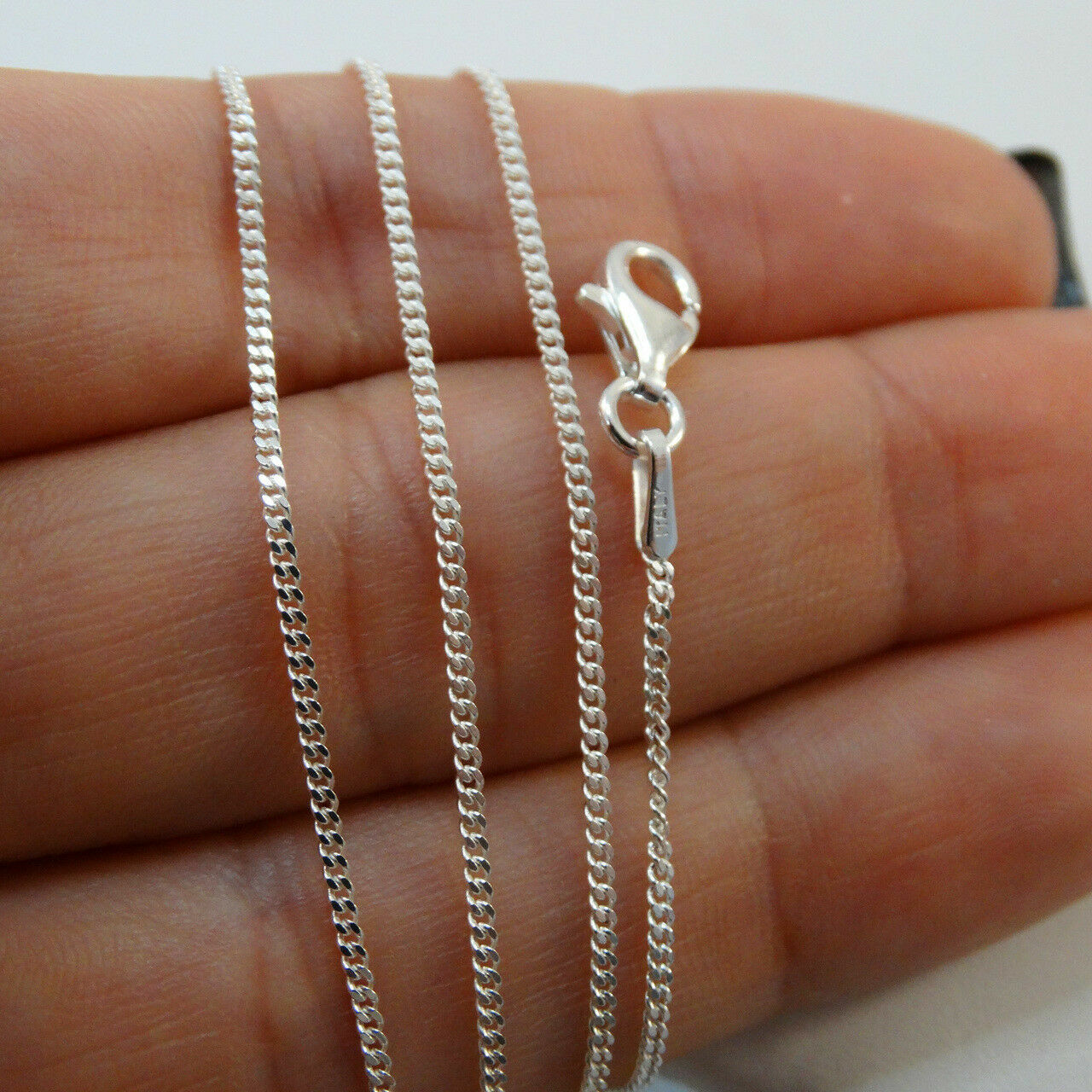 925 Solid Sterling Silver Curb Cuban Men’s Women’s 2MM Chain Necklace 925 Italy