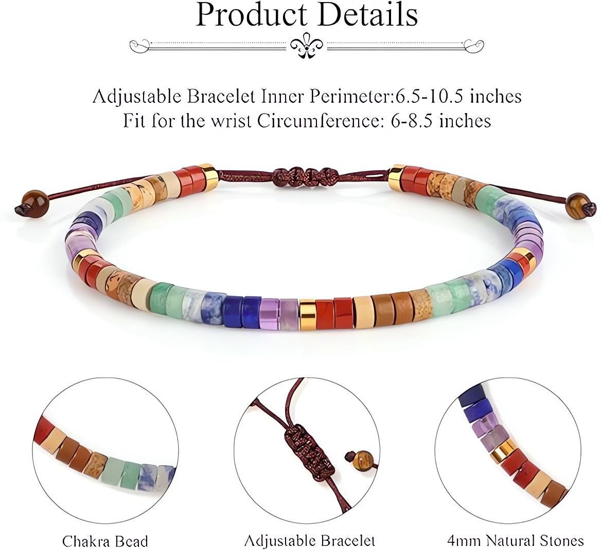 2× Handmade Natural Crystal Stone Bracelet Gemstone Beaded Dainty Healing Gift