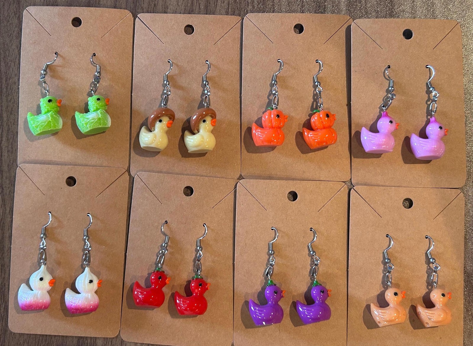 Vegetable Duck Earrings Set – 8 Pairs of Cute-Veggie Duck Earrings, Pumpkin,