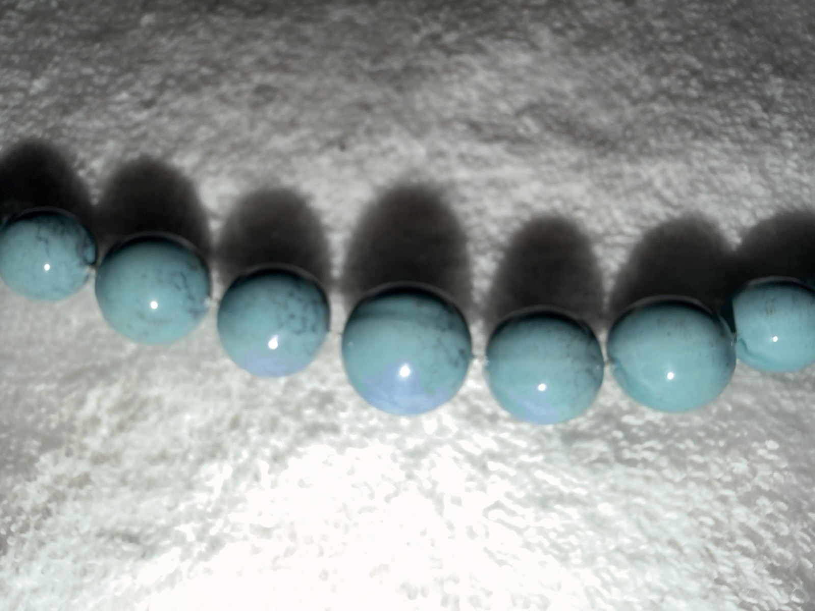 Blue Round Stone Beaded Necklace, Ball/Bead Chain, Spring Ring Clasp