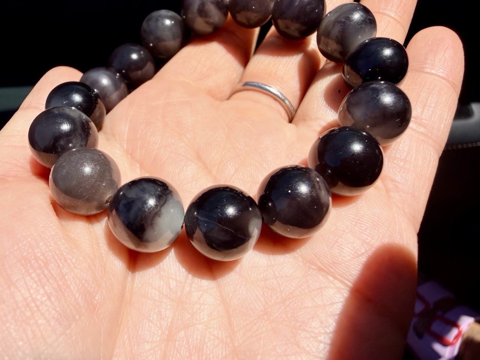 Nephrite Hetian Jade bracelet 13m Qinghua Style Emperor purple Half Half 和田玉帝王紫