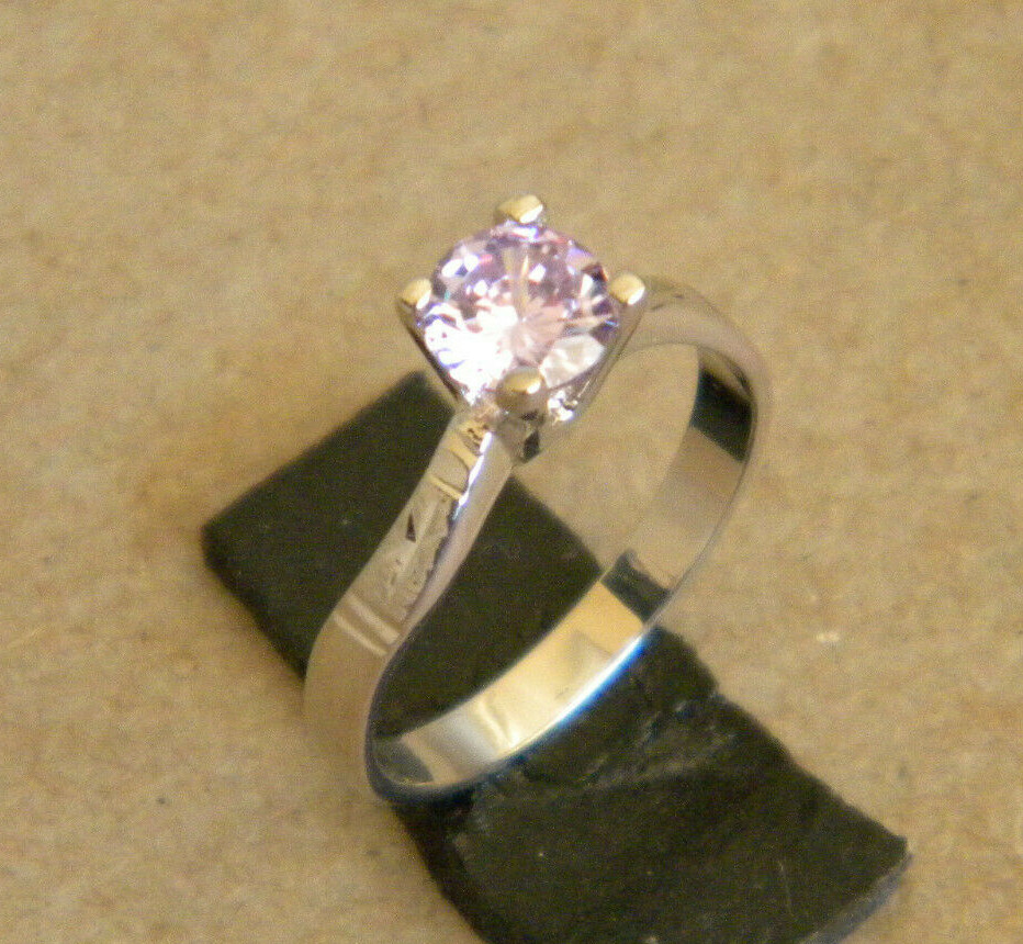 Lady Women’s Girl’s Rhodium Plated Round Solitaire Alexandrite CZ Ring Size 8