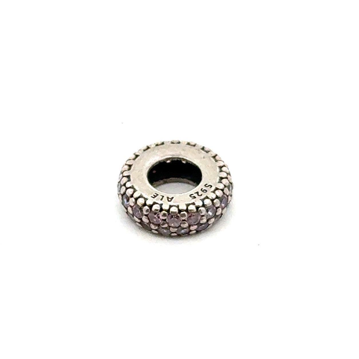 Pandora ALE 925 Sterling Silver Pink CZ Pavé Stone Spacer Charm, 1.0g