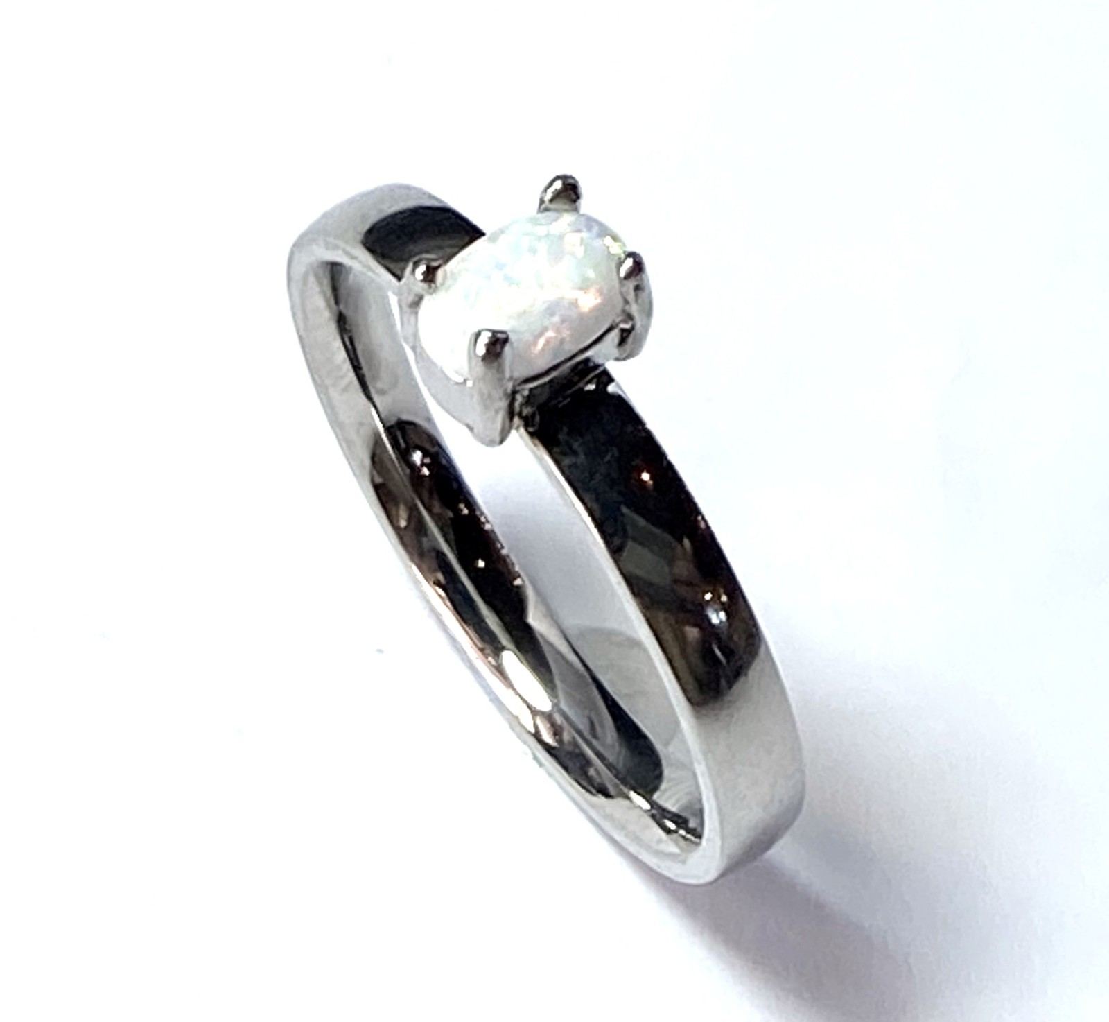 Oval Opal Prong Set Stainless Steel Ring (FL121)