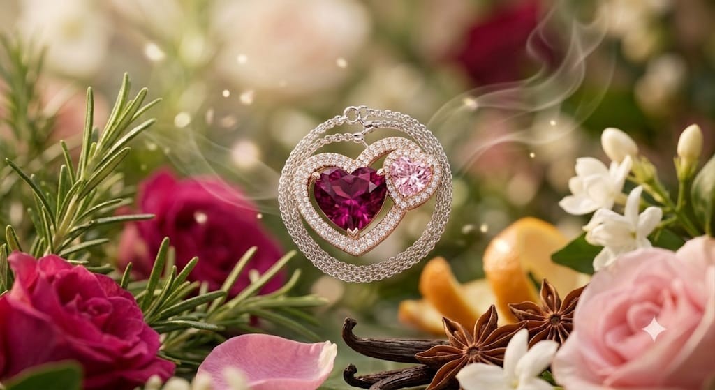 4ct Heart Cut Simulated Red Ruby/Diamond Halo Heart Pendant 14k Rose Gold Plated