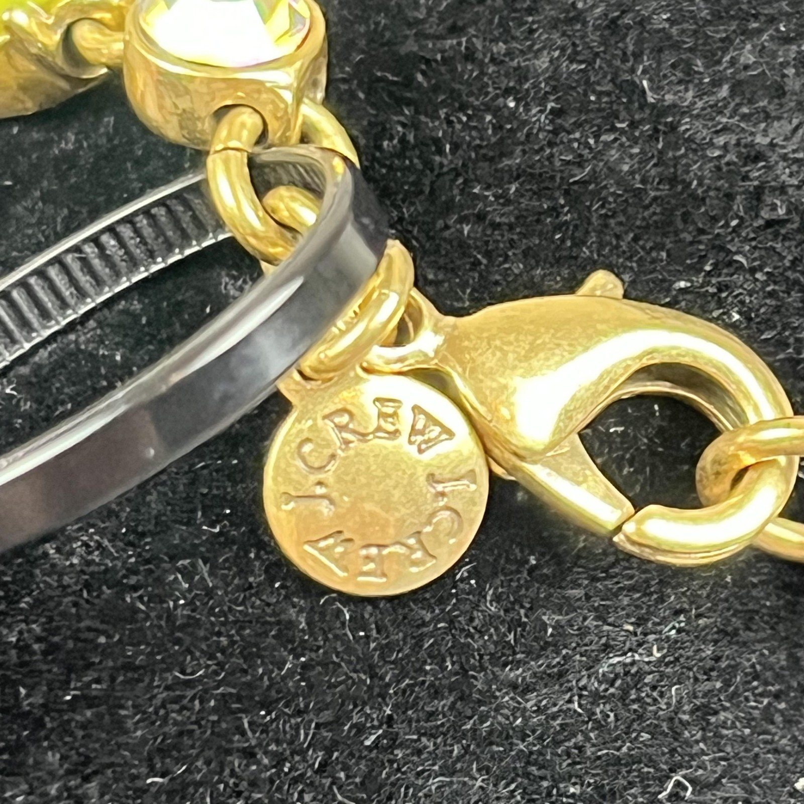 J Crew Yellow Crystal Rhinestone Chain Bracelet Gold Tone Womens Jewelry 7 Inch