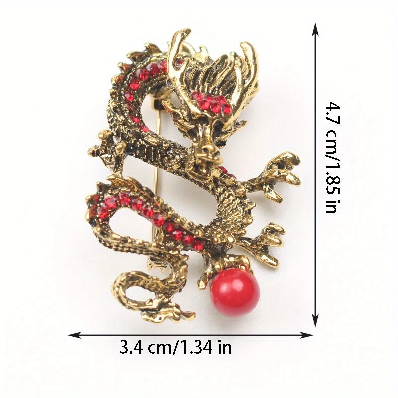 Majestic Chinese Dragon Dragon Ball Brooch Men’s Temperament Pearl Brooch