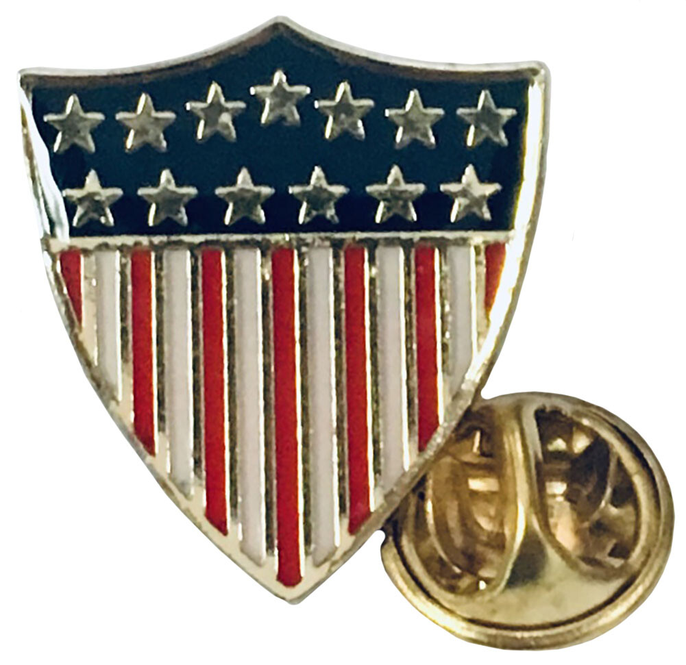 Wholesale Pack of 3 USA American Flag Shield Hat Cap Lapel Pin