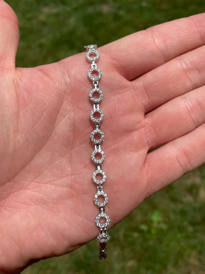 5ct Round Simulated Diamond Stunning Tennis Unisex Bracelet 14kWhite Gold Plated