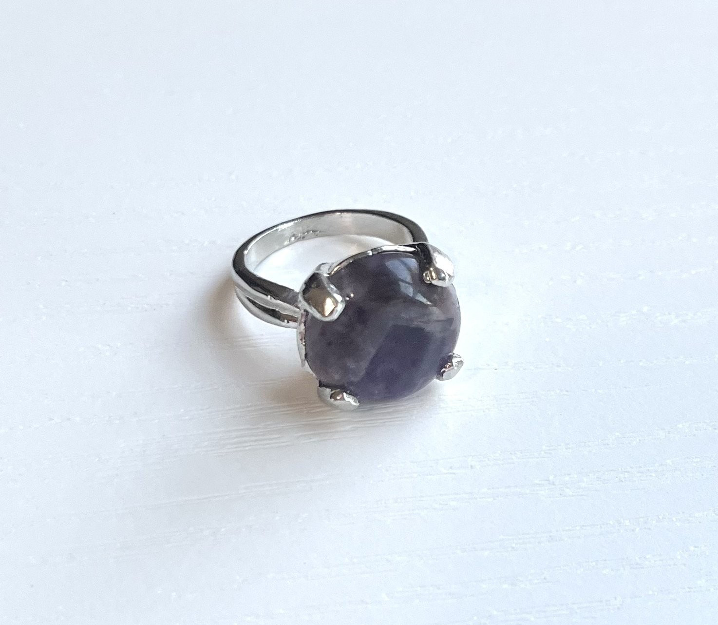 Handmade Simulated Amethyst Silver Ring Size 11