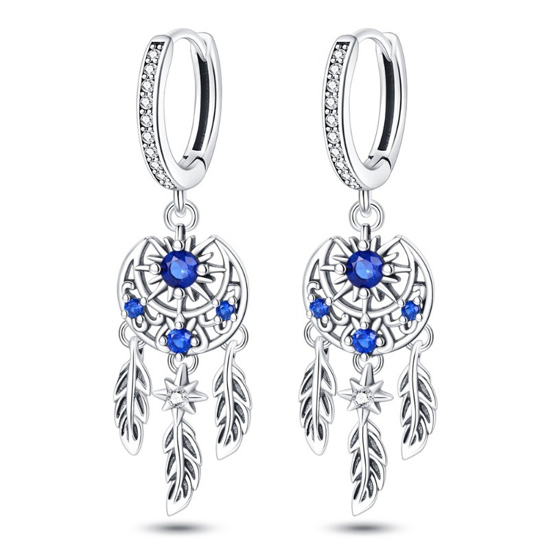 PANDACH 925 Sterling Silver Dreamcatcher Drop Earrings For Women Jewelry Gifts