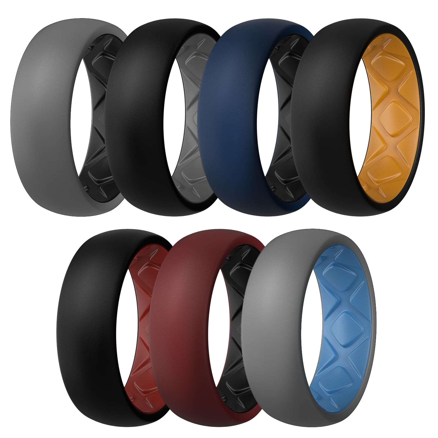 Egnaro Silicone Ring Men 1/4/5/6/7 Multipack of Breathable Mens Silicone Rubber