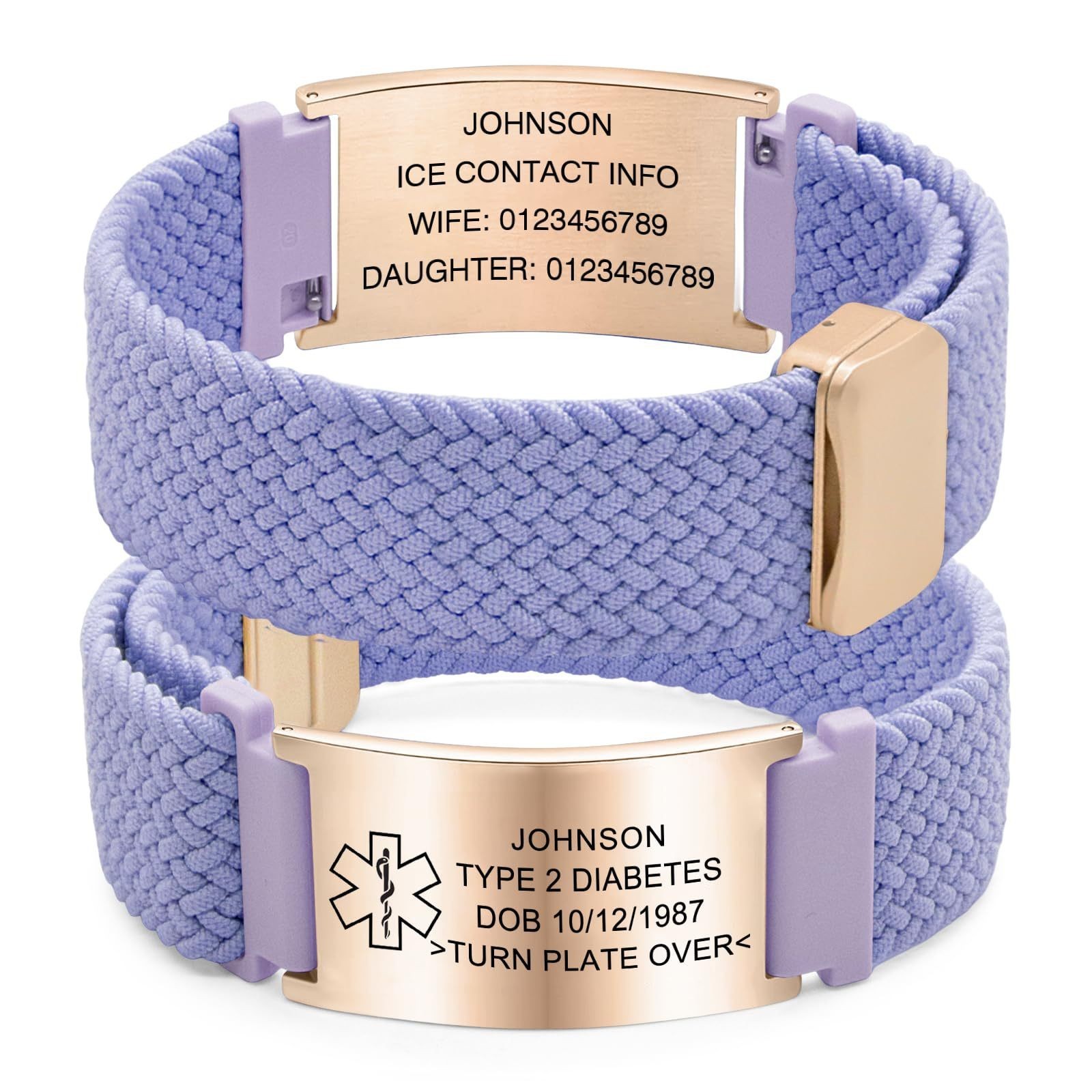 Free Engraving Personalized Medical Alert ID Bracelet Nylon Wristband Men Women