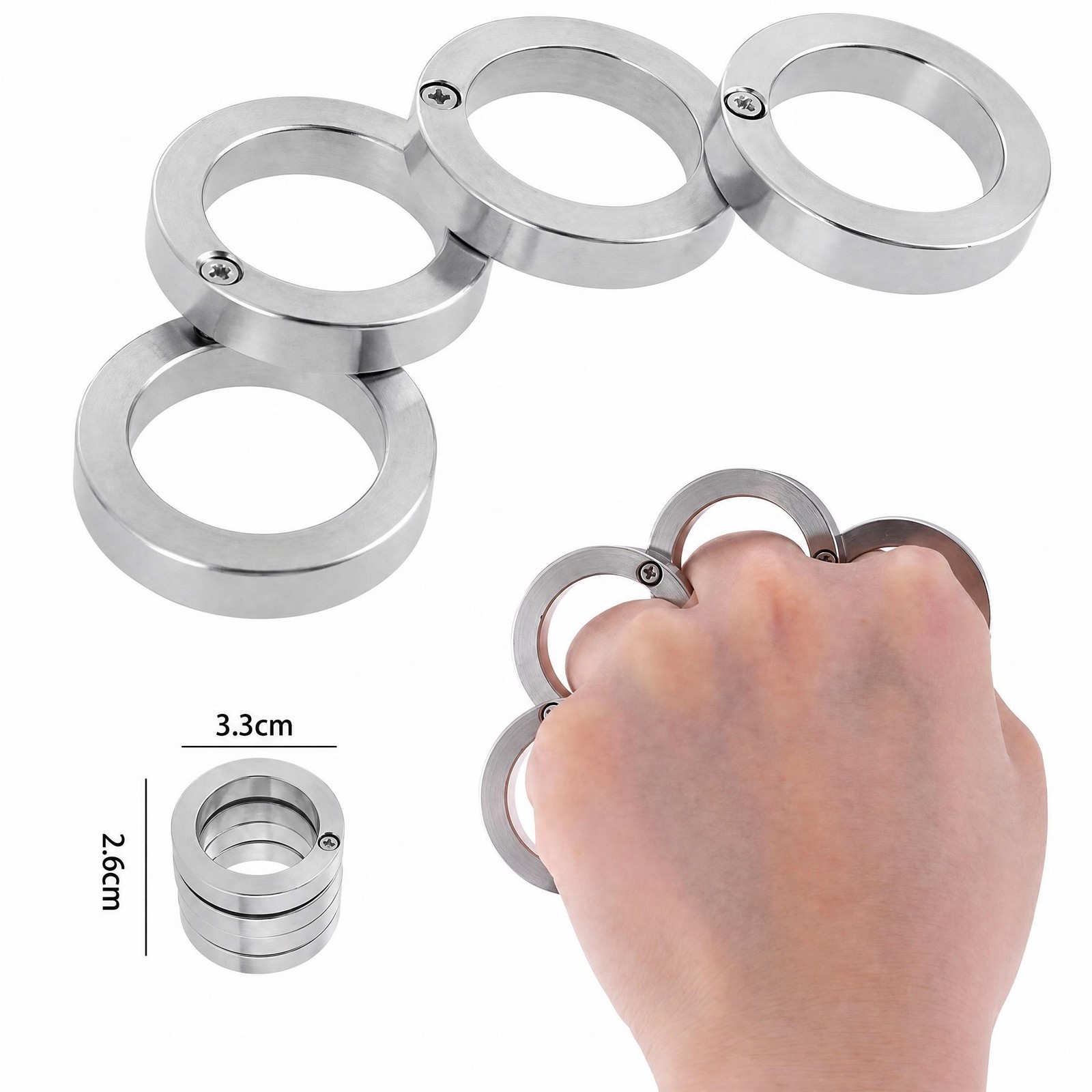4pcs Outdoor Rotatable Folding Clasp Ring Stainless Steel For Men Hiking
