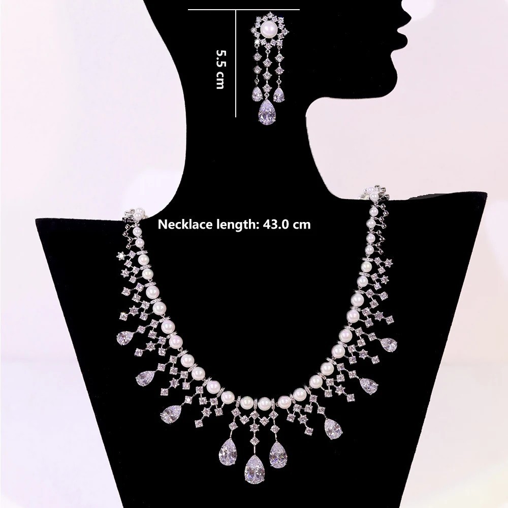 Premium Bridal wedding Jewelry Sets Necklace Engagement Dinner Party Earrings