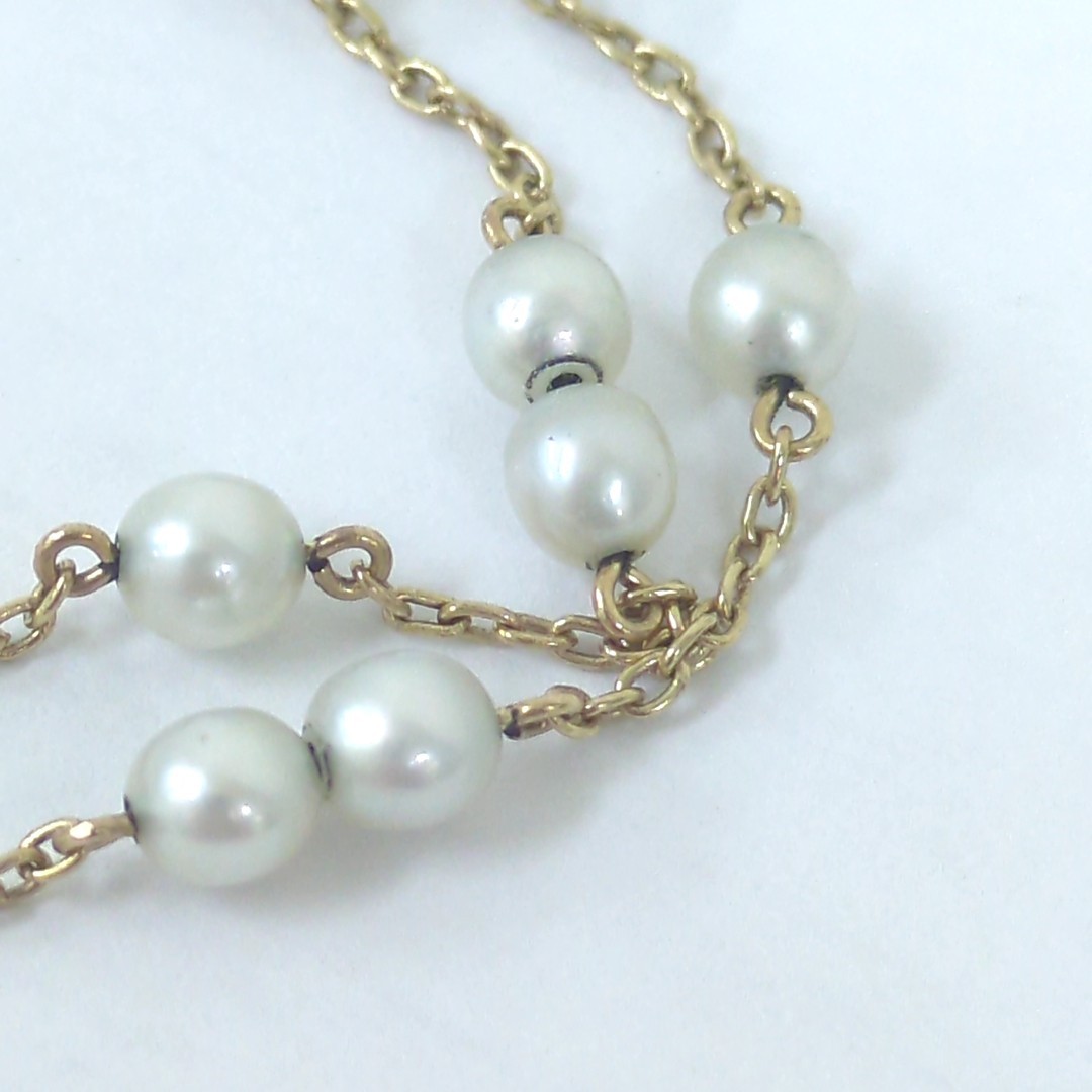 TASAKI Japanese Pearl 3.9mm K18 Yellow Gold Bracelet Approx. 2g Light Grey