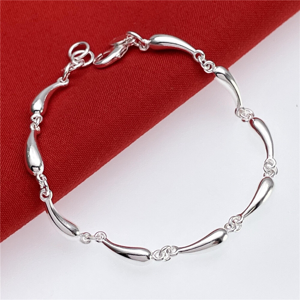 925 Sterling Silver Temperament Fashion Charm Jewelry Water Drop Bracelet Chain