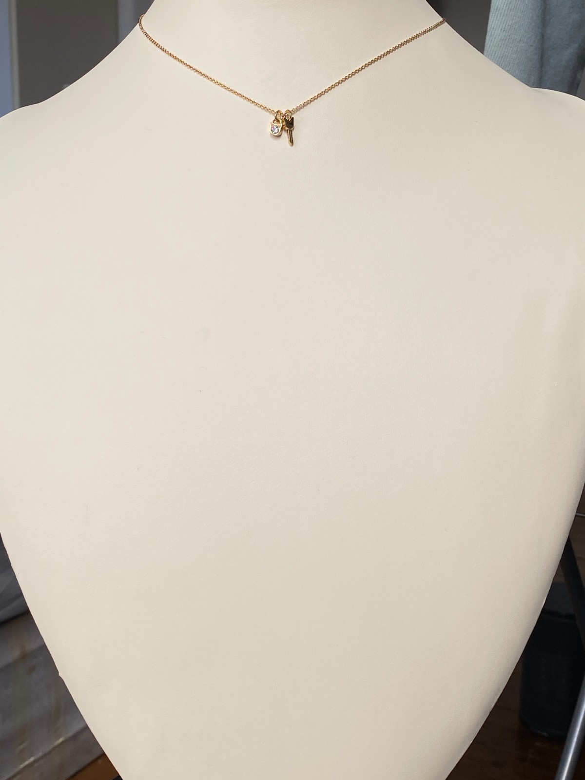 Karl Lagerfeld Mini Choupette Lock & Key Charm Necklace w/Crystal from Swarovski