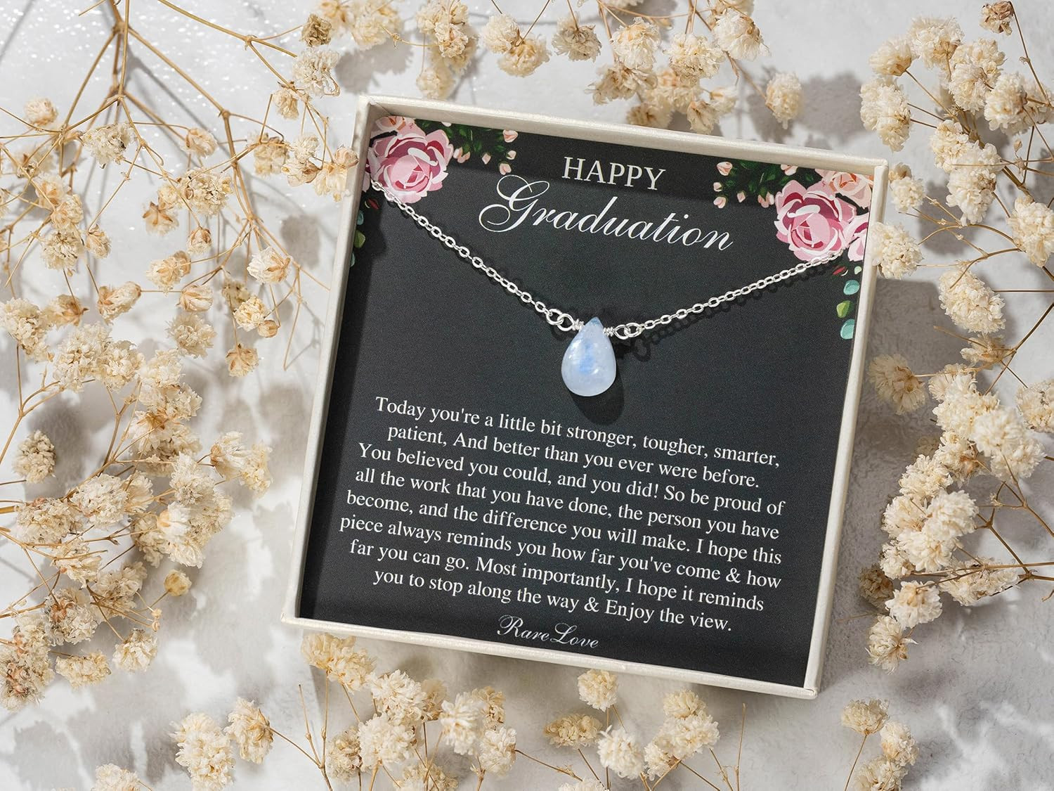 2026 Graduation Gifts for Her Happy Graduation Moonstone Necklace Unique Graduat