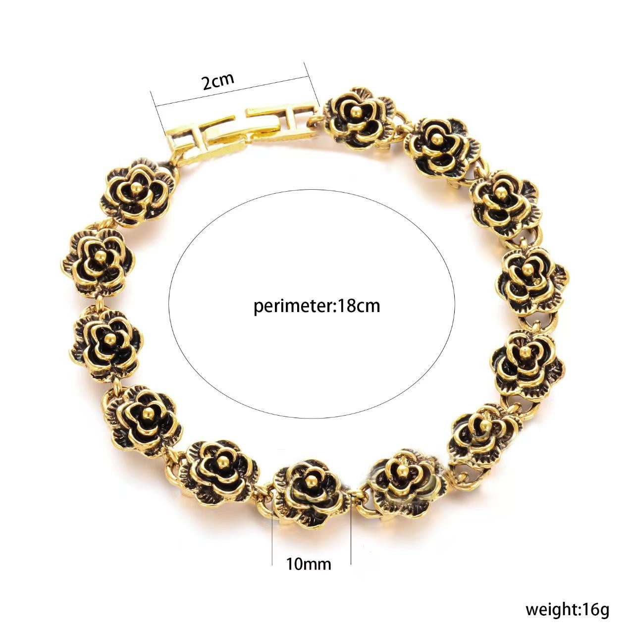 Vintage 3D Rose Floral Bracelet Antique Gold/Silver Plated Women’s Gift