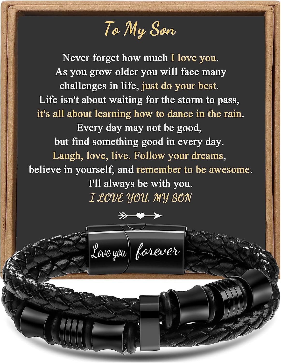 To My Son Gift for Son Bracelet Love from Mom, Dad Forever Birthday, Graduation