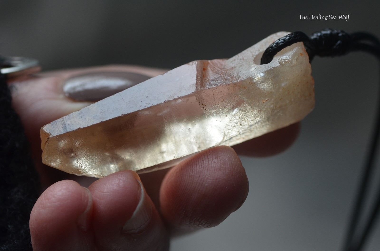 Etched Citrine Necklace Arcturian Triangular “Starship” Markings | from Zambia