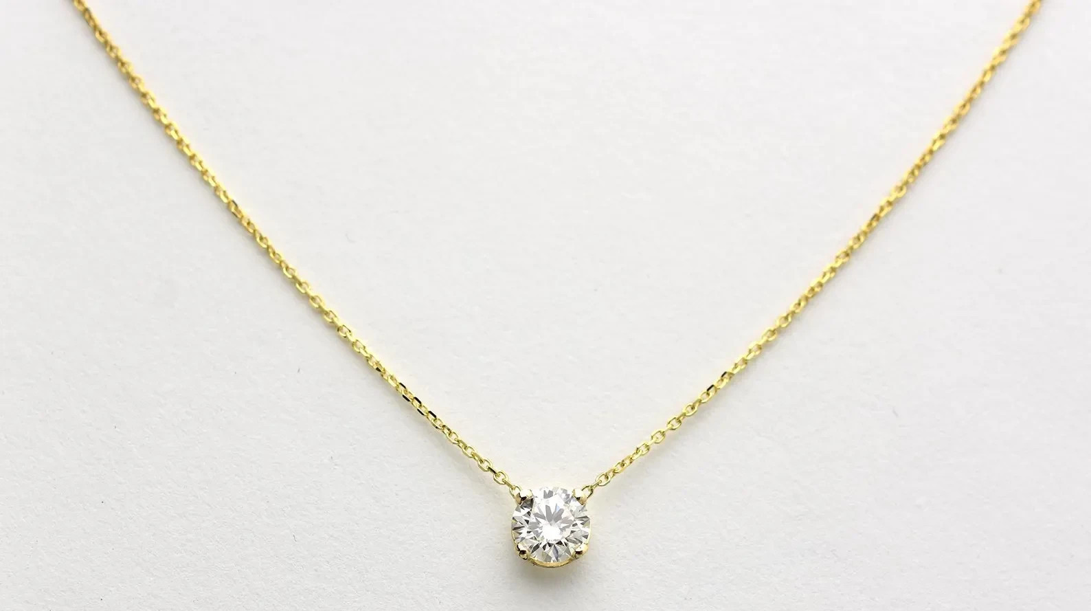 Lab Grown 1.00 Ct Round EF VS Diamond Prong Solitaire Necklace in 14K Solid Gold