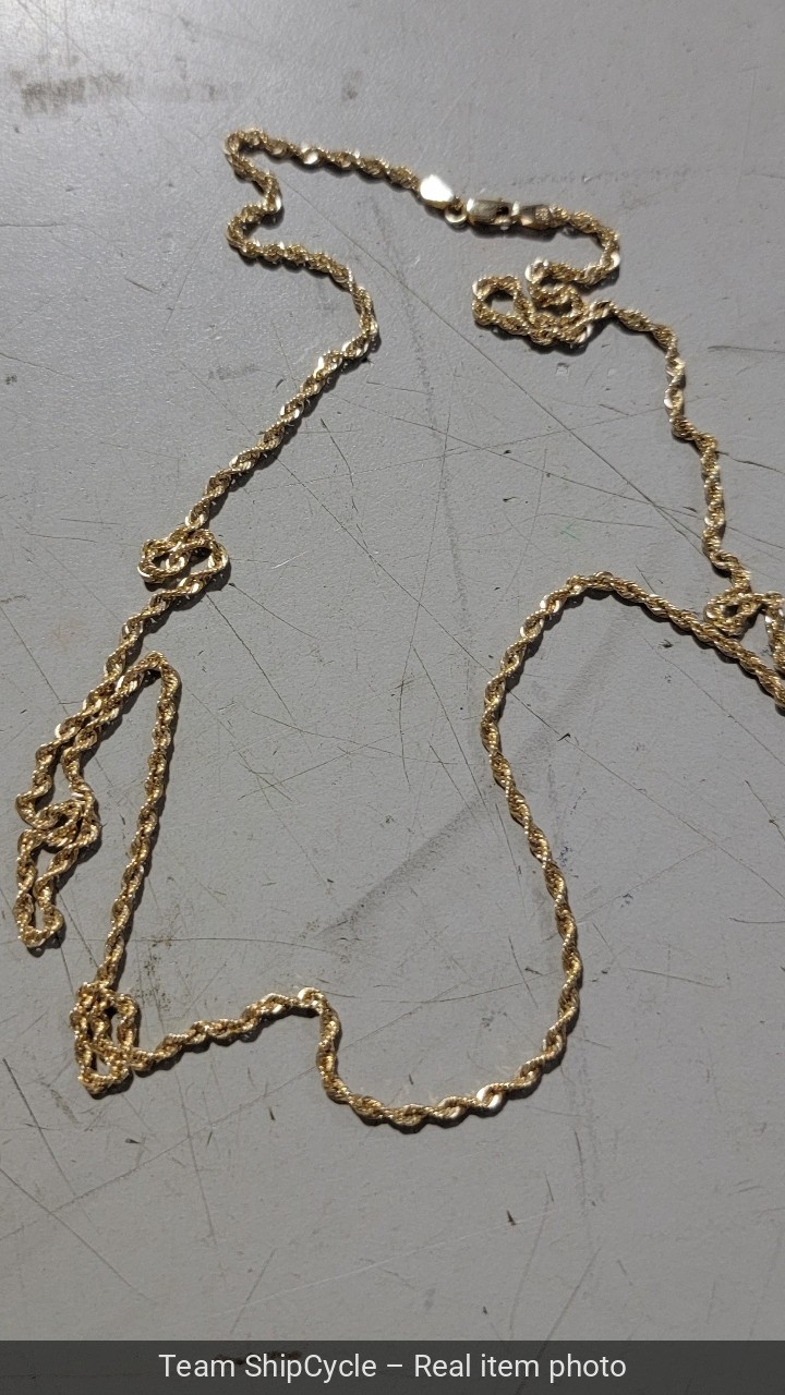 10K Yellow Gold 25mm Diamond Cut Rope Chain Pendant Necklace 1630 G1N