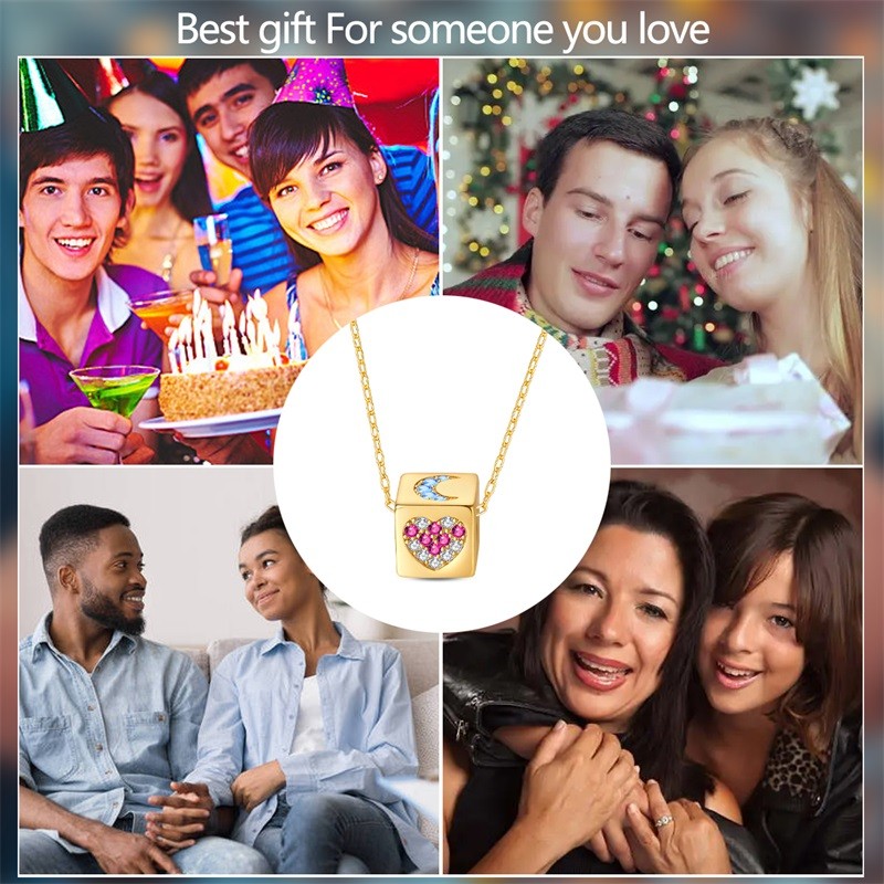 PANDACH 14K Gold Plated 3D Dice Pendant Necklace For Women Lucky Jewelry Gifts