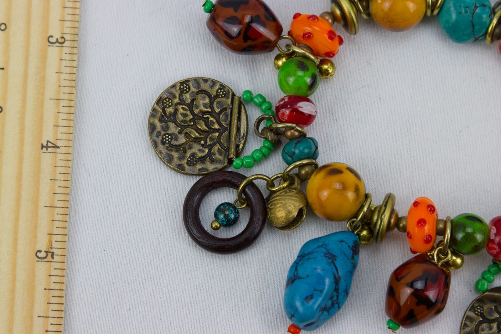 Treska Stone, Glass, Resin and Metal Stretch Bracelet, 71gr