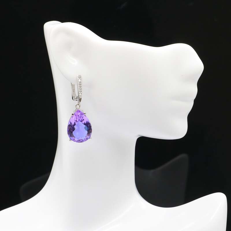 35x13mm Special 18x13mm Color Changing Alexandrite Topaz Females Silver Earrings