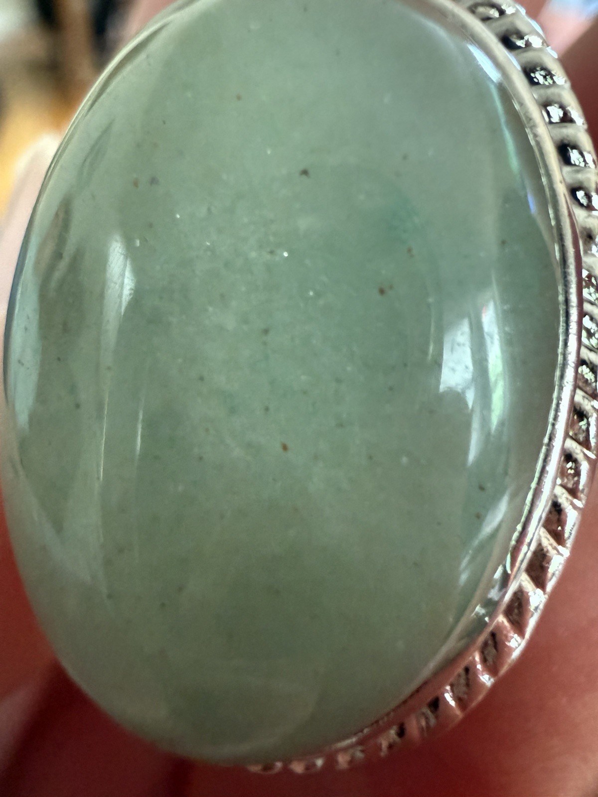 Crystal Cocktail Ring Green Aventurine Semi Precious Gemstone Open Back Bezel