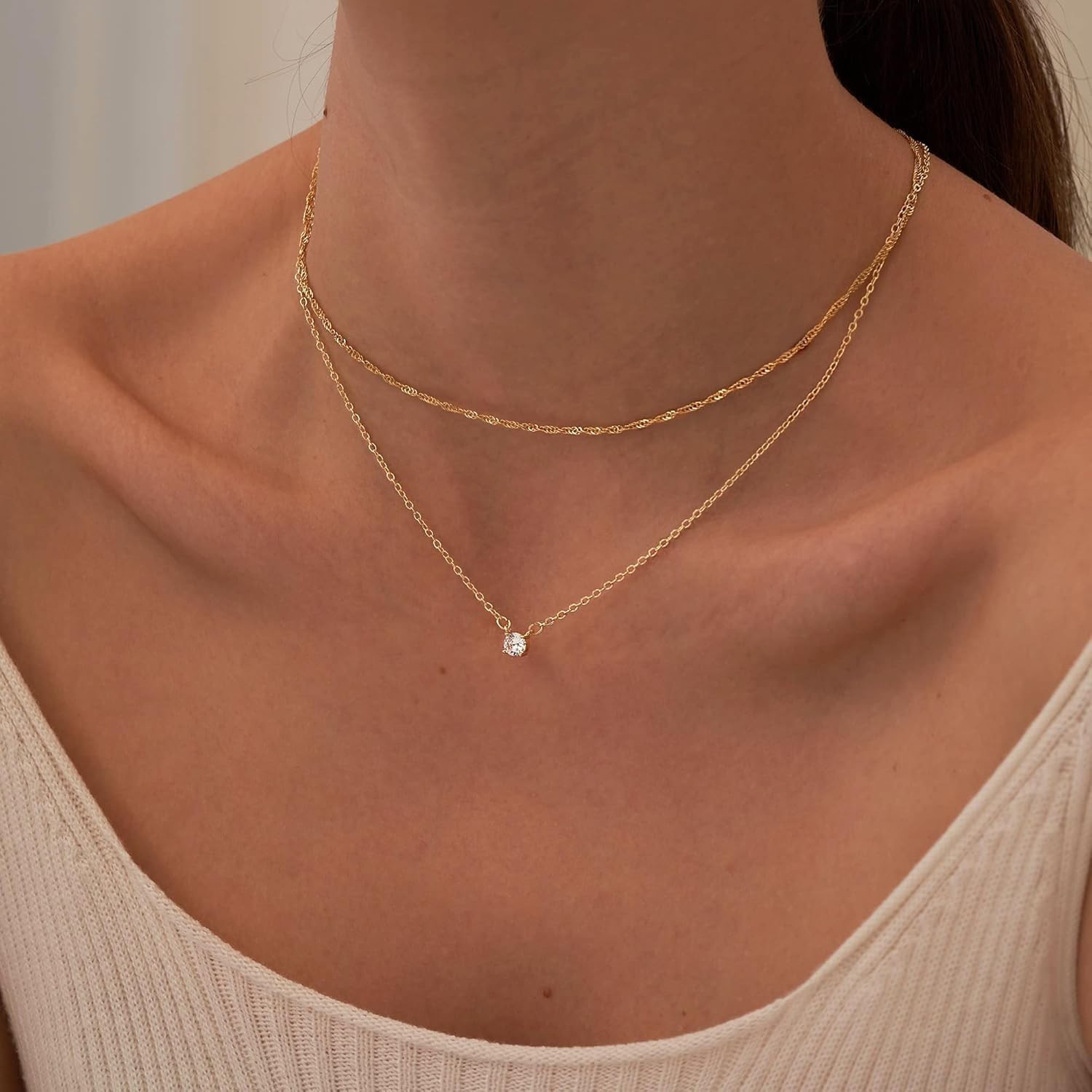 Versatile 14k Gold Plated Dainty Necklaces with Stunning CZ for All Occasions