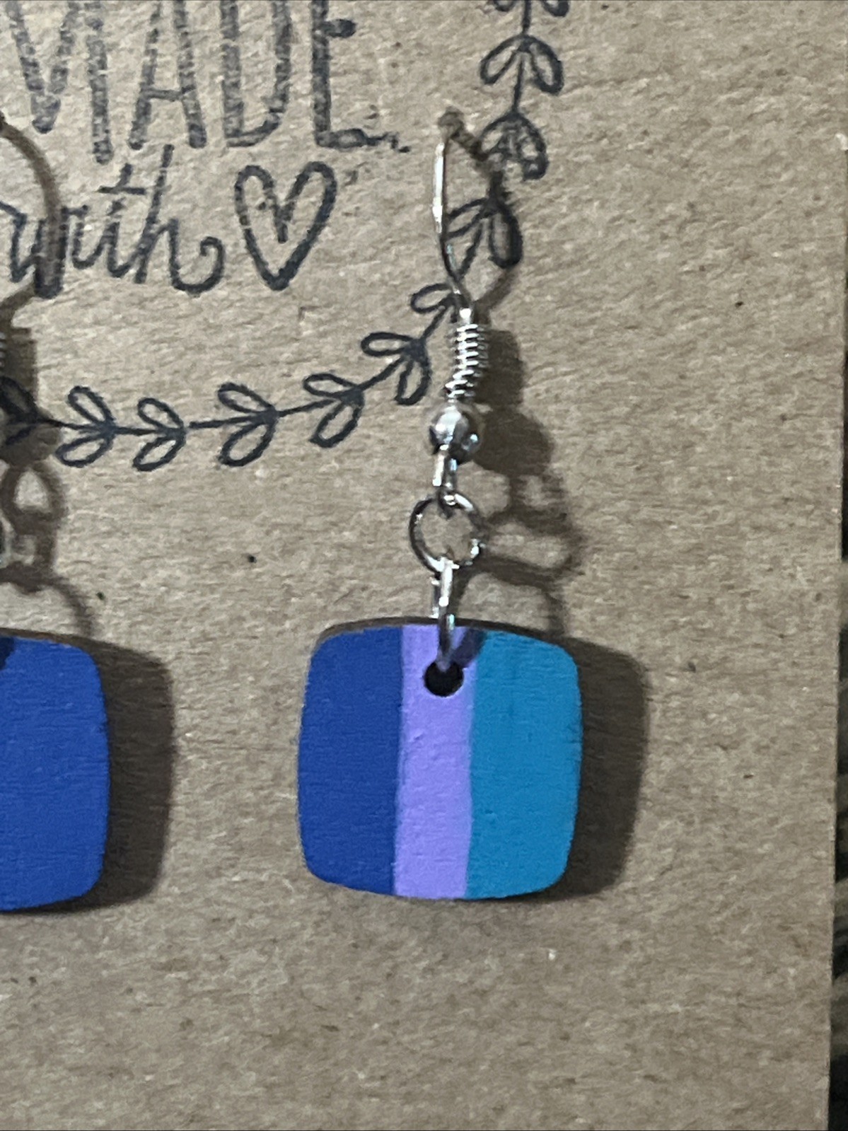 Small Earrings With Blue, Teal, And Purple