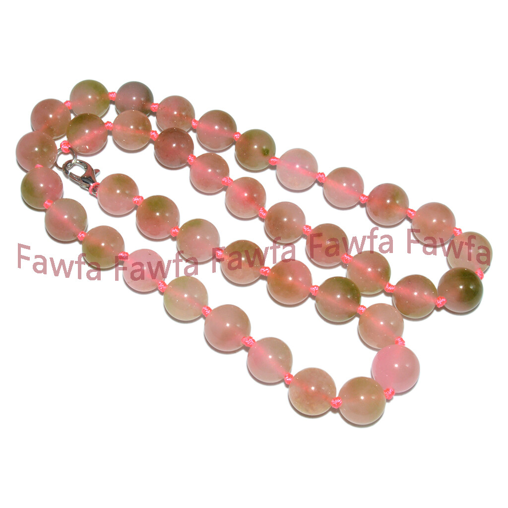 8/10/12/14mm Natural Pink Green Multicolor Jade Round Gems Beads Necklace 18-48″