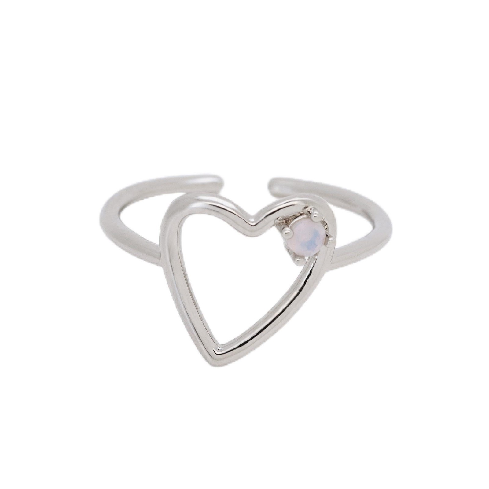 18K Gold Plated Heart Opal Ring, Adjustable Stackable Jewelry Gift for Women