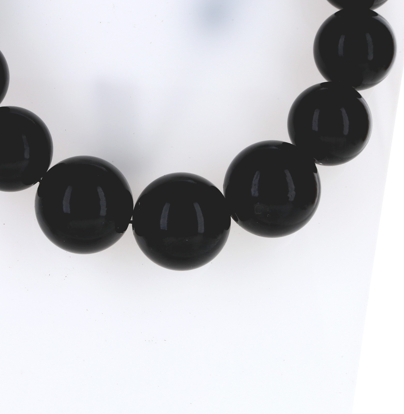 Black Chunky Bead Statement Necklace Faux Pearl Acrylic 19-22 Inch Earring Set
