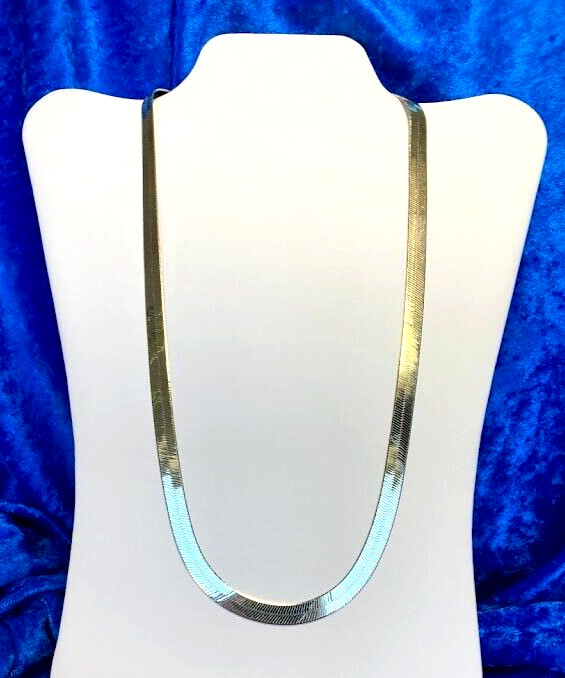 925 Sterling Silver Herringbone Chain Necklace ~Length 17.5″ ~ 4mm Wide ~Wt 9.1g