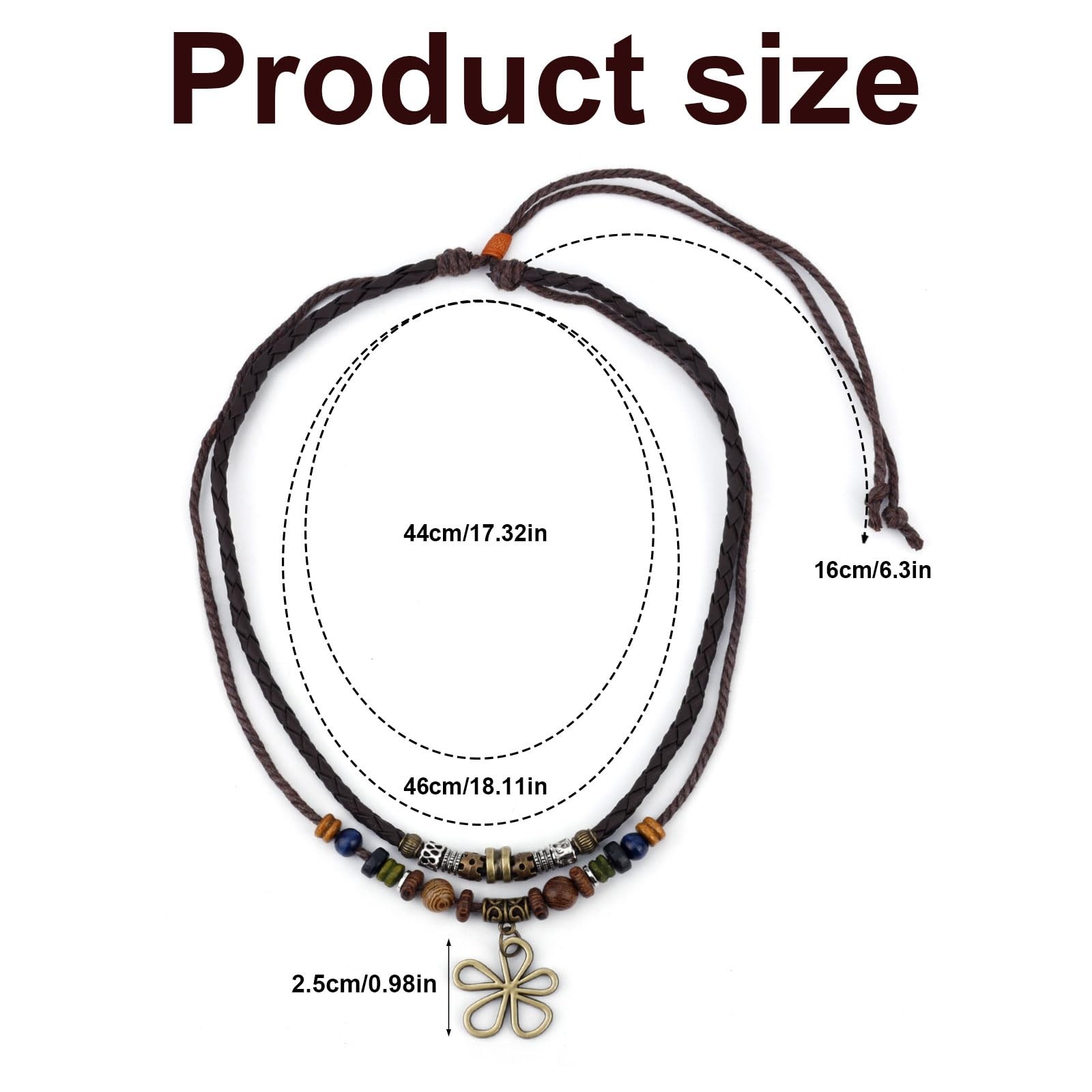 Multi Layer Boho Wood Bead Necklace Brown Bohemian Hollow Pendant Jewelry Gift