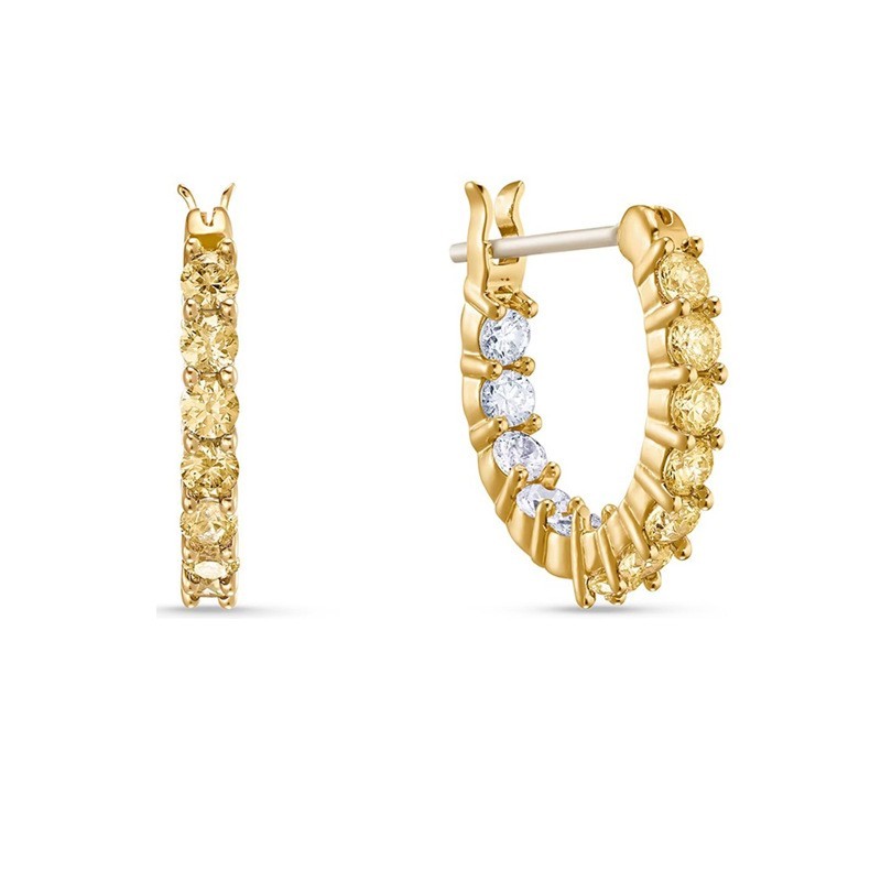 New Swarovski C-Shaped Half-Circle Earrings Pavé Yellow White Blue Diamond