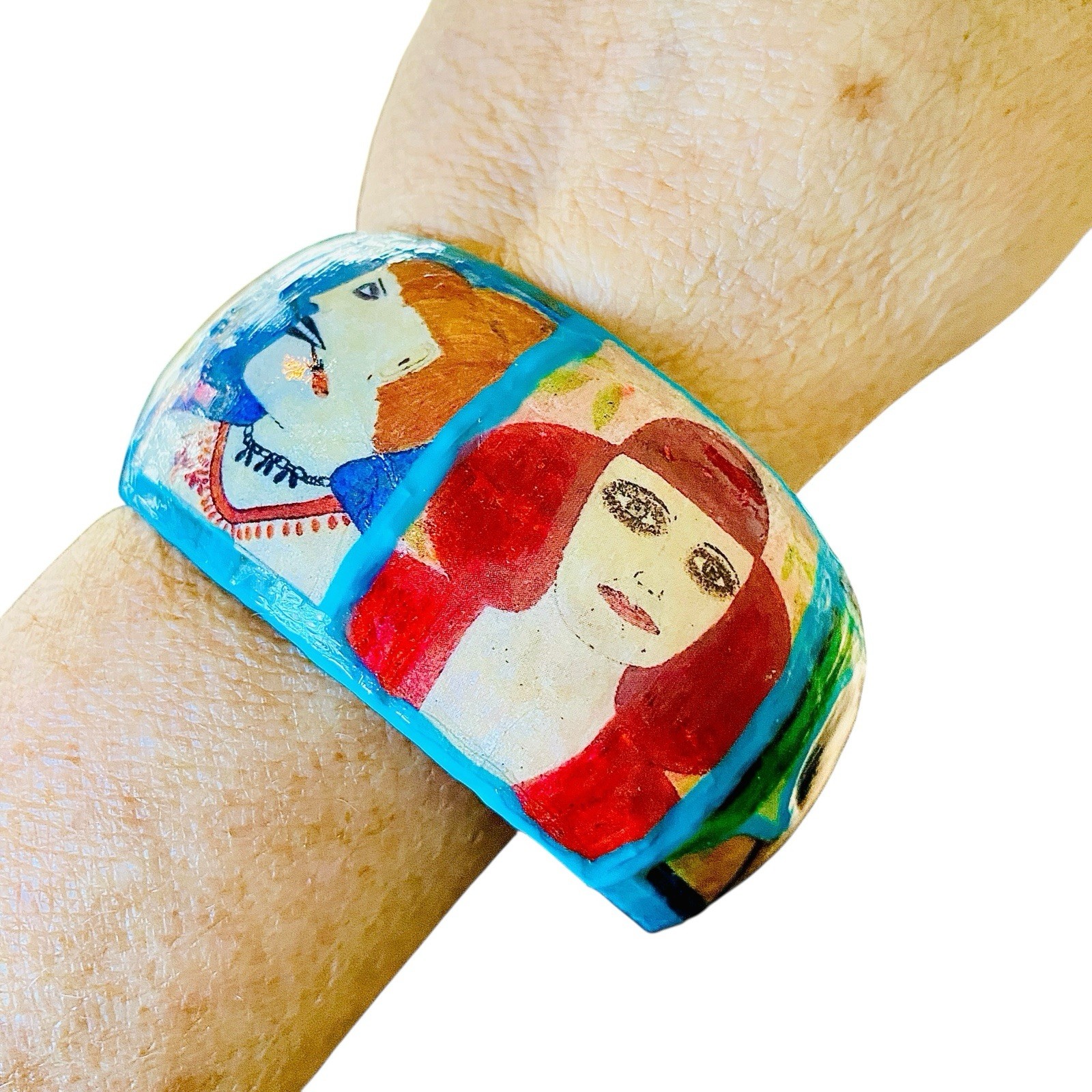 Handmade Artist L.eeGodie By Julie Decoupage Bangle Bracelet
