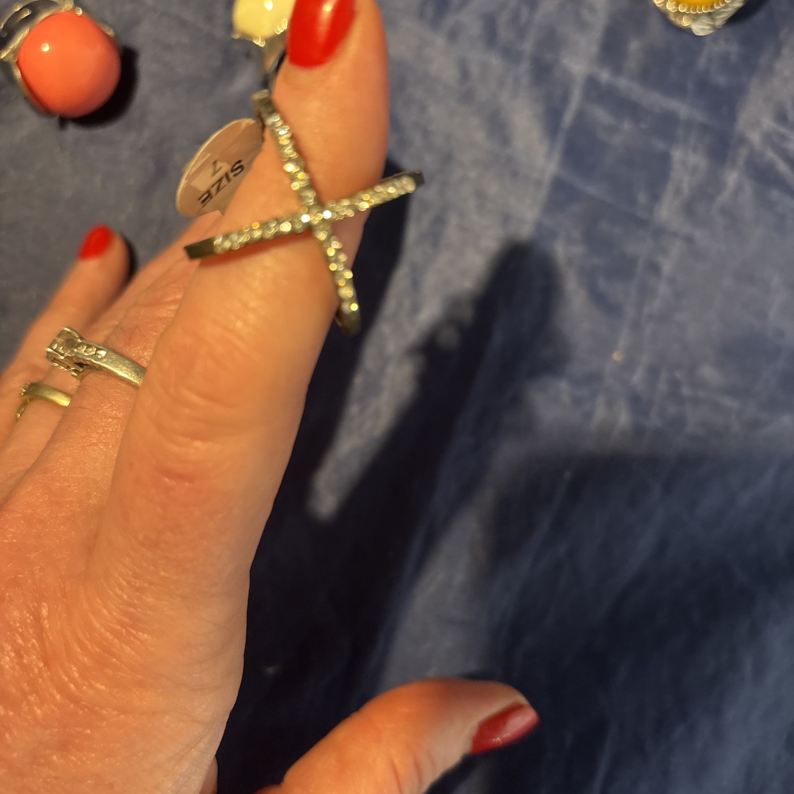 Lot of 7 Fashion Rings – Costume Jewelry with Tags – Sizes Vary