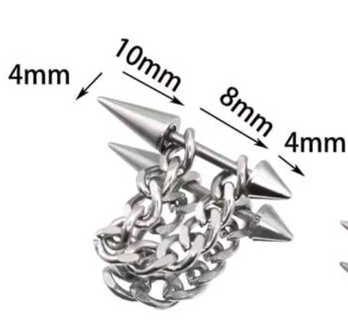 Spike Helix Earring with Removable Chain Stainless Steel Cartiledge Piercing New