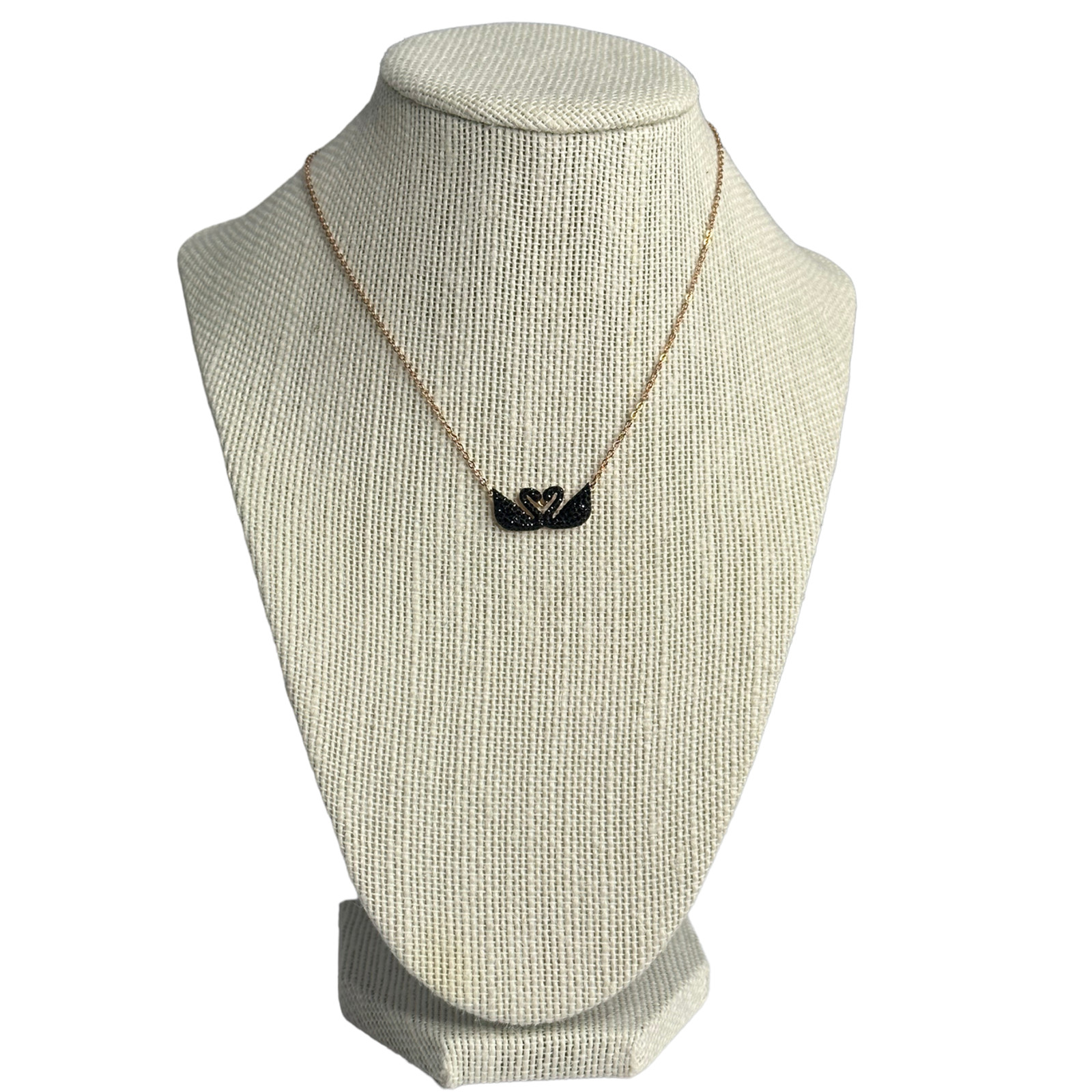 Swarovski Iconic Swan Necklace Double Swan, Black, Rose Gold